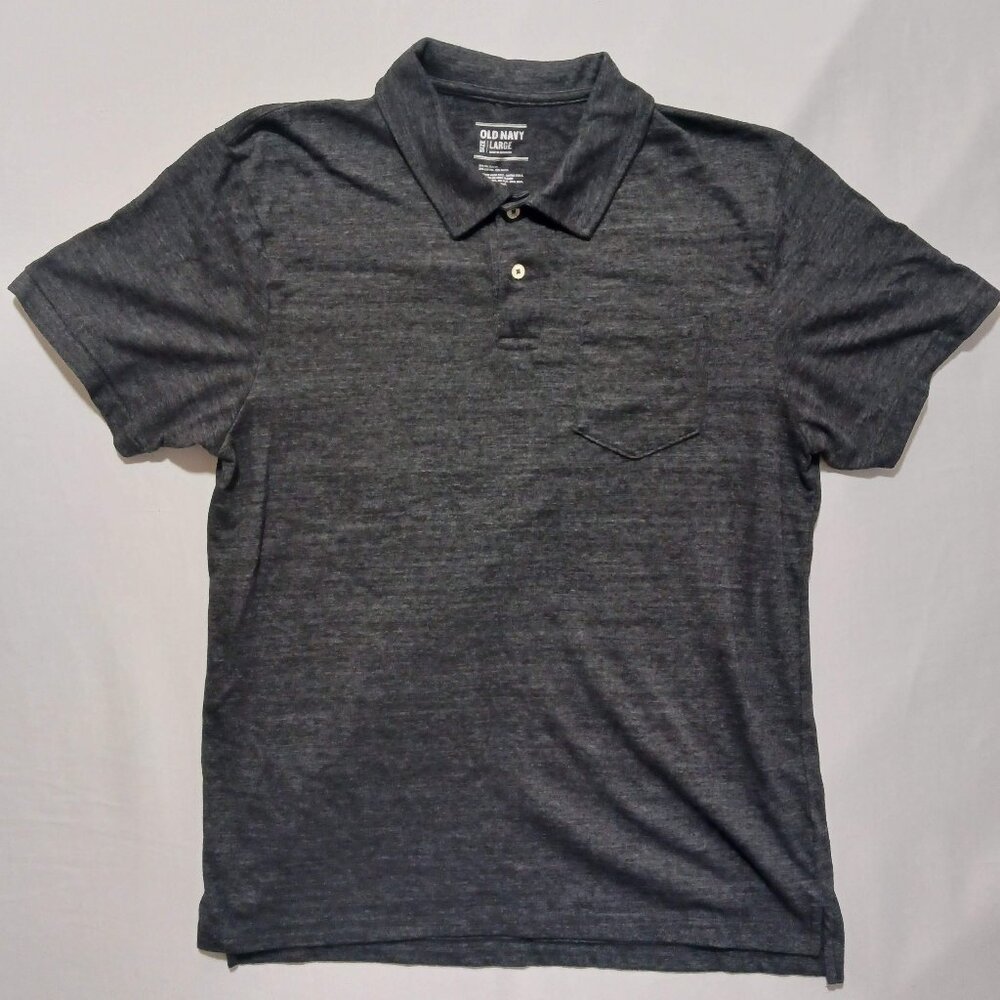 Old Navy Polo Dark Grey One Pocket Short Sleeve Size Large